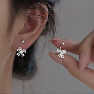 Elegant Silver Bow Earrings